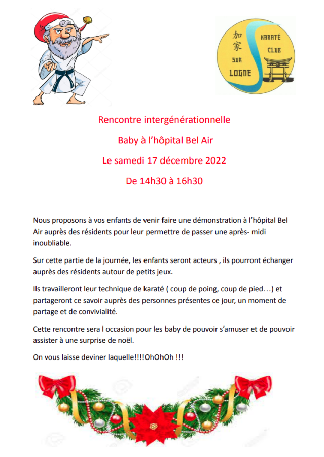 Rencontre intergénérationnelle Baby, Samedi 17 décembre 2022