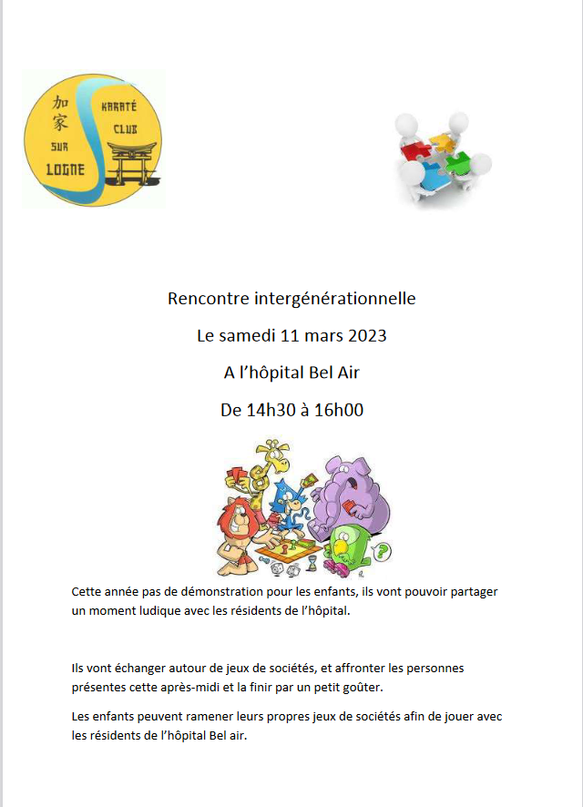 Rencontre intergénérationnelle, Samedi 11 mars 2023